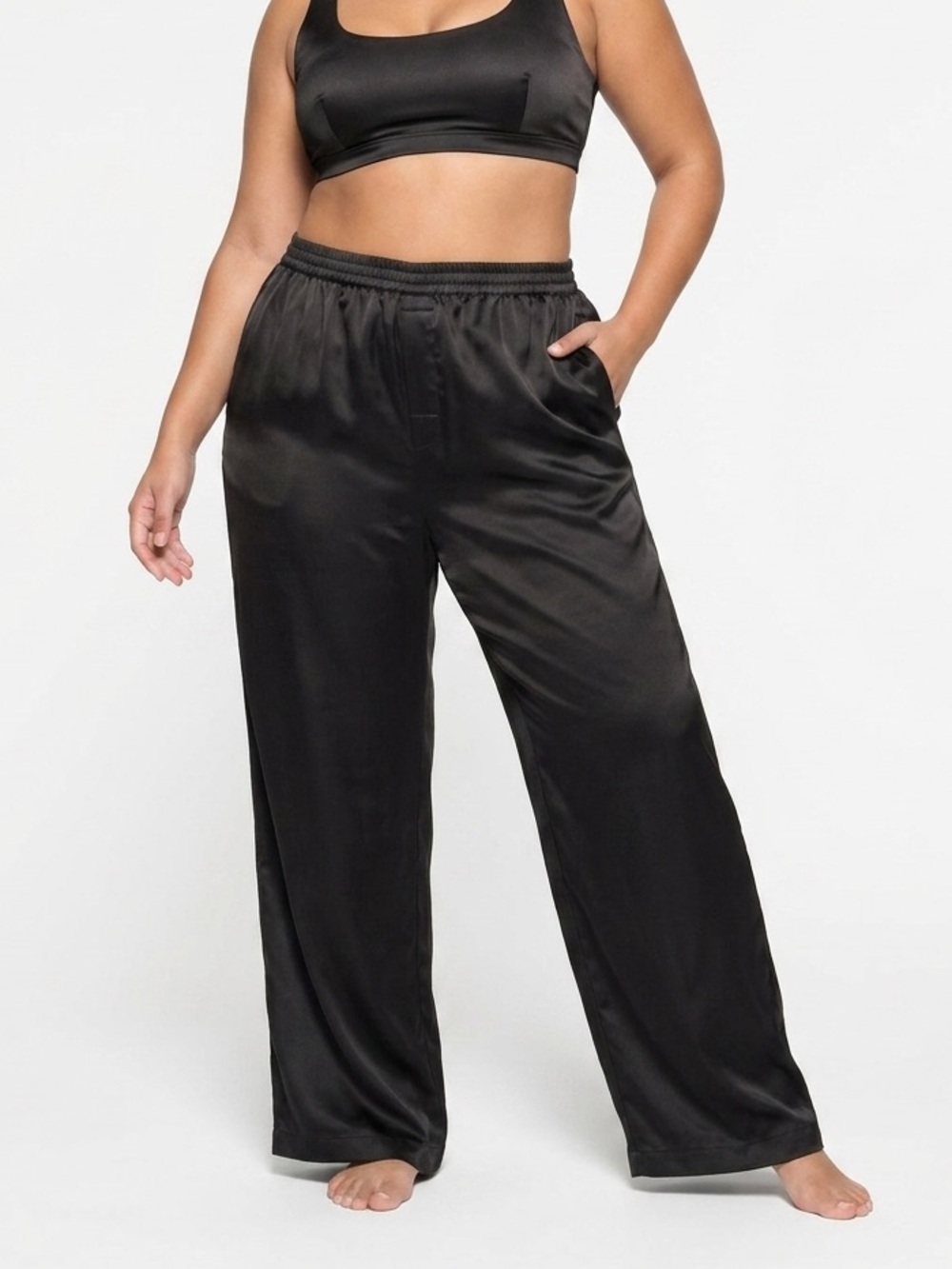 NWT SKIMS Lightweight Satin Pants Obsidian XL